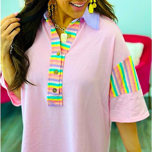 ☃️BOGO50%☃️ 🆕💜FANTASTIC FAWN: BABY PINK Stripe Dress •SEE VIDEO• SMALL - Picture 6 of 9